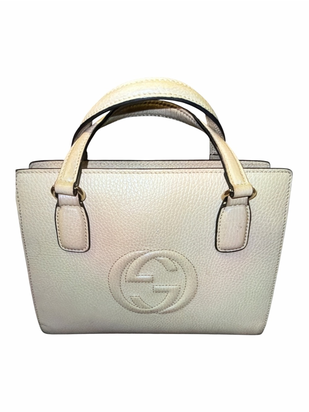 Gucci Off-White Grained Leather Soho Interlocking G Mini Tote Bag 607722